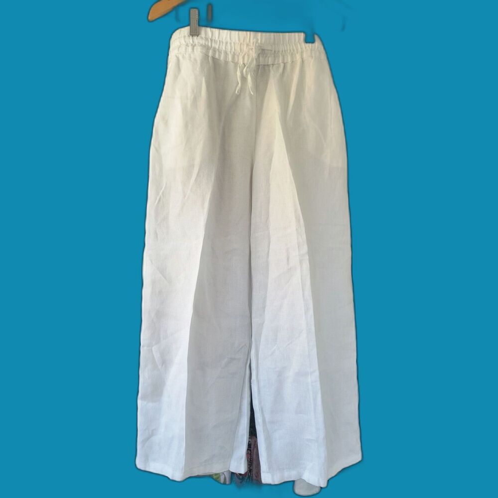 Tommy Bahama NWOT White Wide Leg Linen Pants - Size M - Quiet Luxury Resort